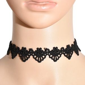 Boho Retro Black Lace Choker with Chain Extender